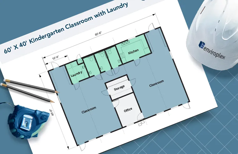 60′ X 40′ Kindergarten Classroom with Laundry Floor Plan
