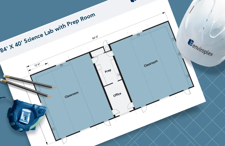 84′ X 40′ Science Lab with Prep Room Floor Plan