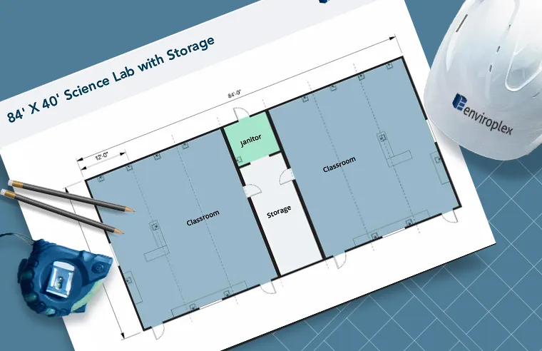 84′ X 40′ Science Lab with Storage Floor Plan